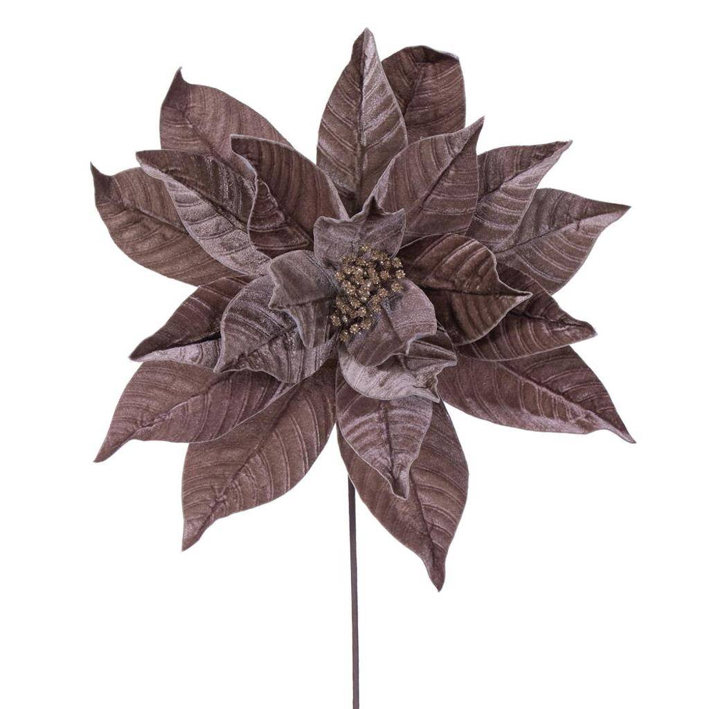 21.5" Artificial Mocha Poinsettia 18" Flower (2 Pack) 1