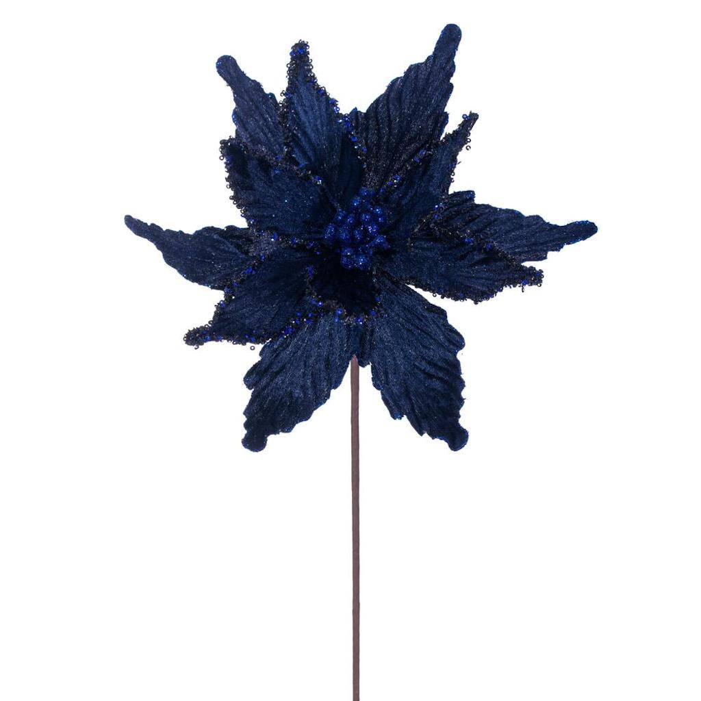 21.5" Midnight Blue Poinsettia 12" Flower (6 Pack) 1