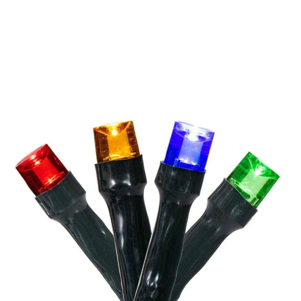 50 Light 20' Multi-Colored Battery Operated Green Wire LED Light Set with Timer 1