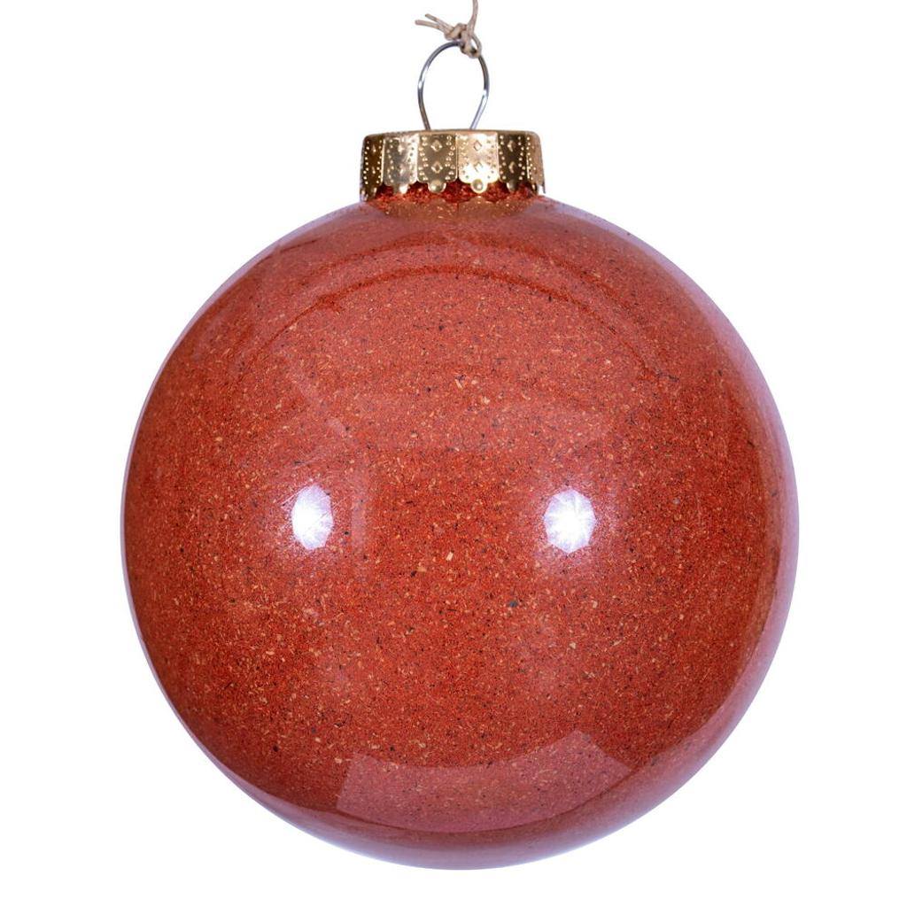 6" Rustic Orange Ball Ornament (2 Pack) 1