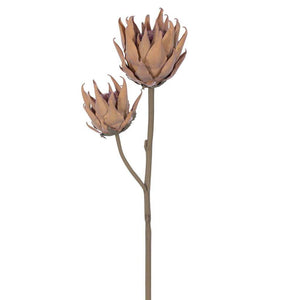 26" Artificial Light Orange Dried Protea Two Headed Stem (2 Pack) 1