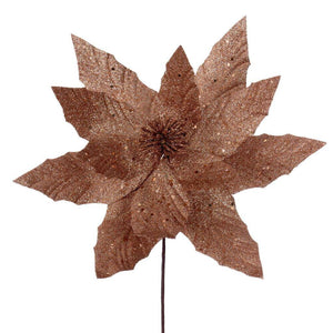 14" Artificial Rose Gold Glitter Poinsettia (6 Pack) 1