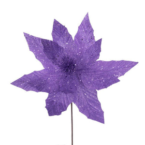 14" Artificial Purple Glitter Poinsettia (6 Pack) 1