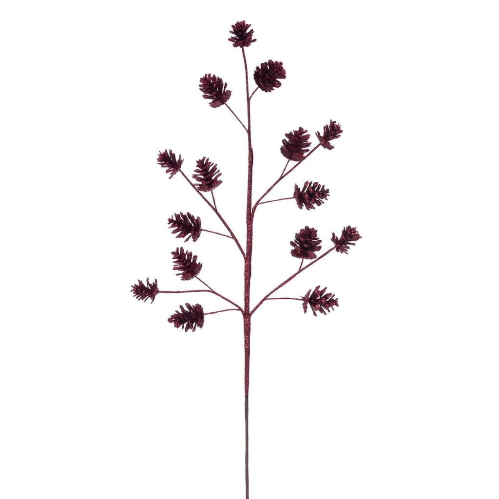 24" Burgundy Pinecone Glitter (6 Pack) 1