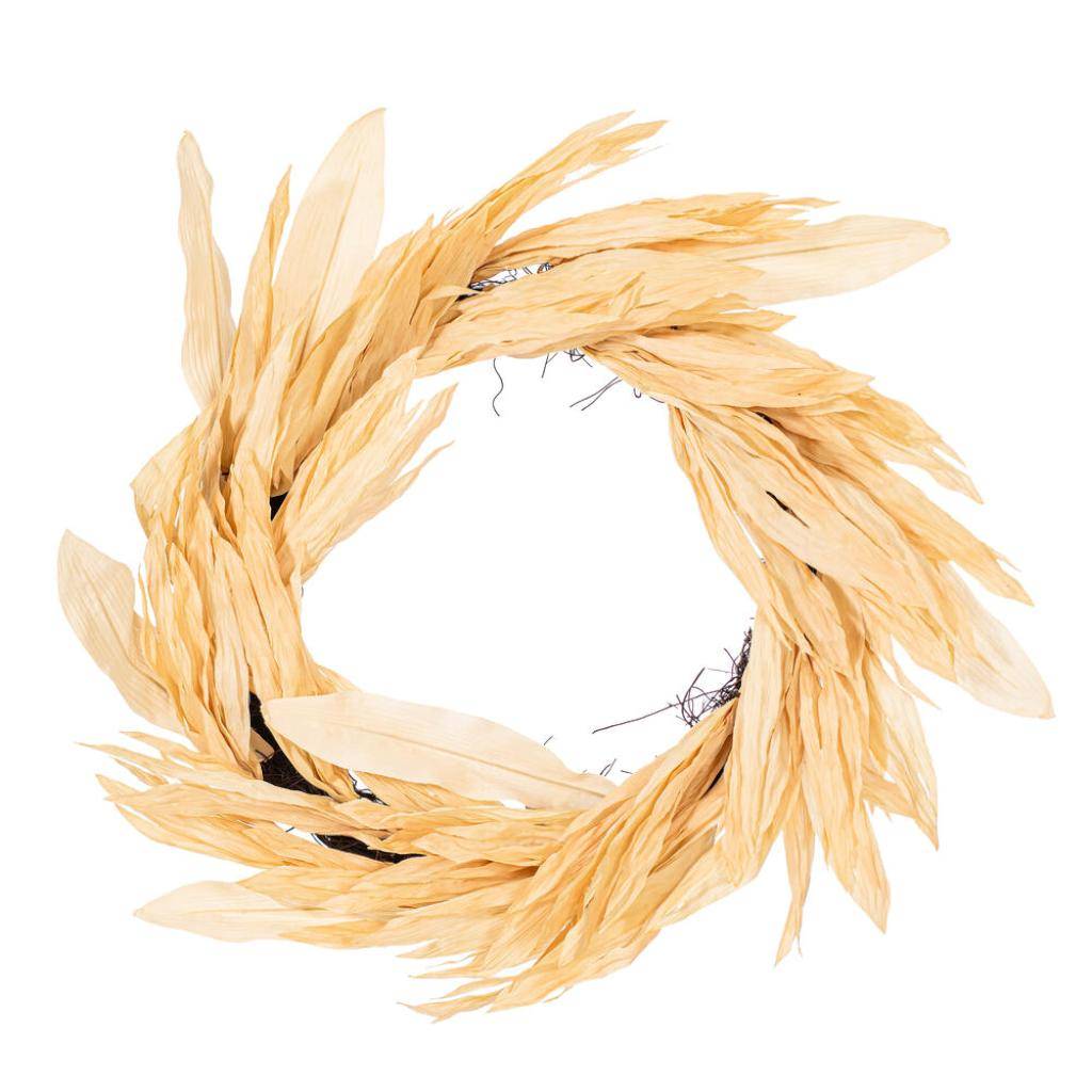 28" Cream Corn Husk Artificial Wreath 1