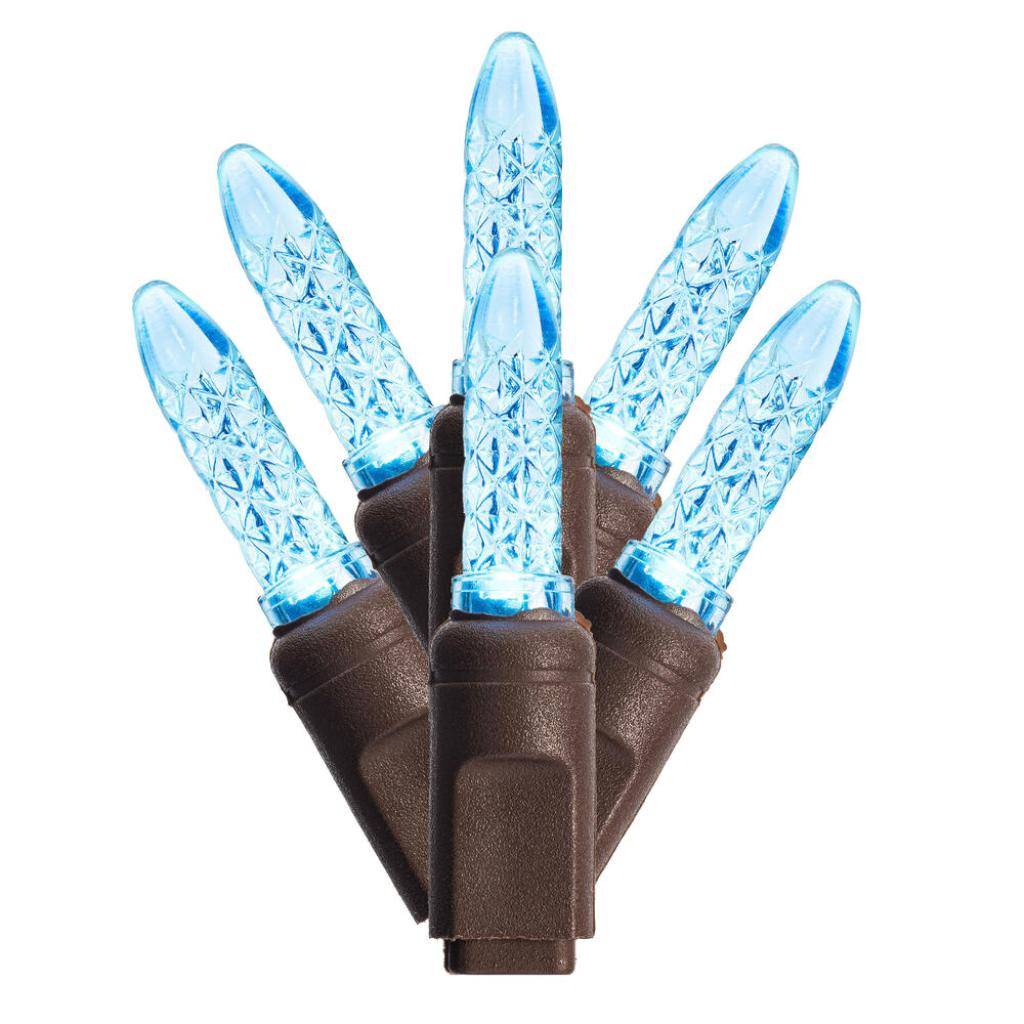 70 Light 24' M5 Brown Wire Teal Icicle LED Christmas Light Set 1