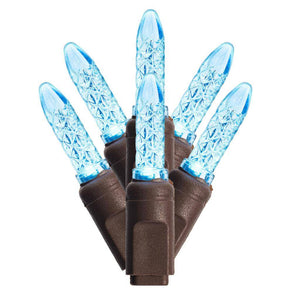 70 Light 24' M5 Brown Wire Teal Icicle LED Christmas Light Set 1