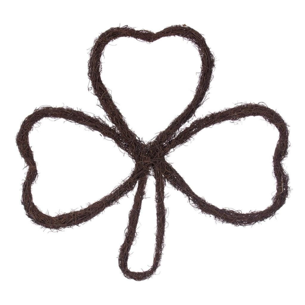 24" Shamrock Outline Natural Twig Wreath 1