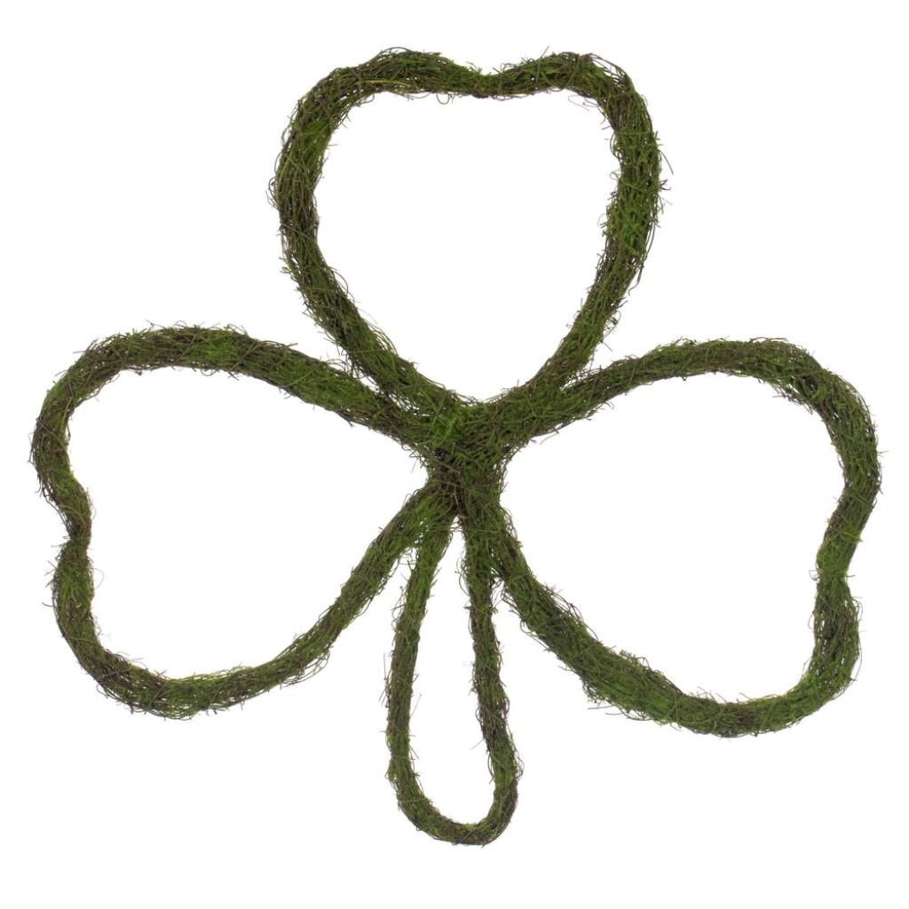 24" Mossy Shamrock Outline Natural Twig Wreath 1