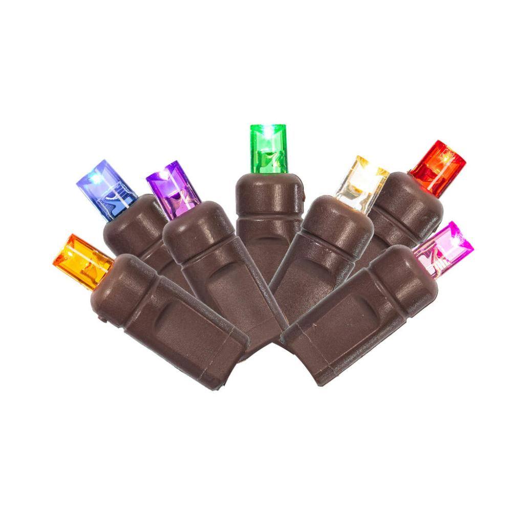 100 Light 50' Brown Wire Multi-Color Stretchable Wide Angle LED Lights 1