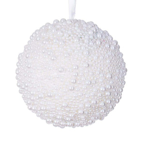 4.5" White Pearl Ball Christmas Ornament (4 Pack) 1