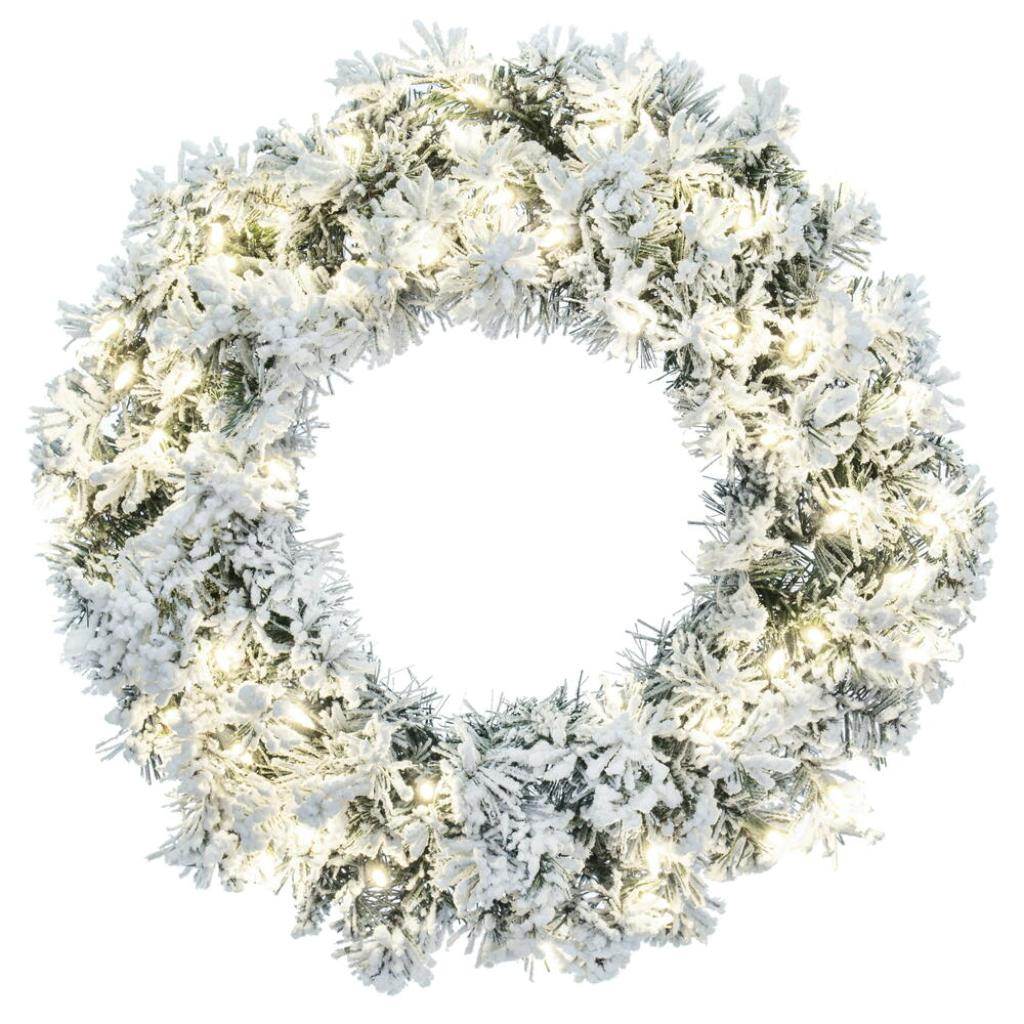 30" Frosted Glacier DuraLit 70 Light Warm White Artificial Christmas Wreath 1