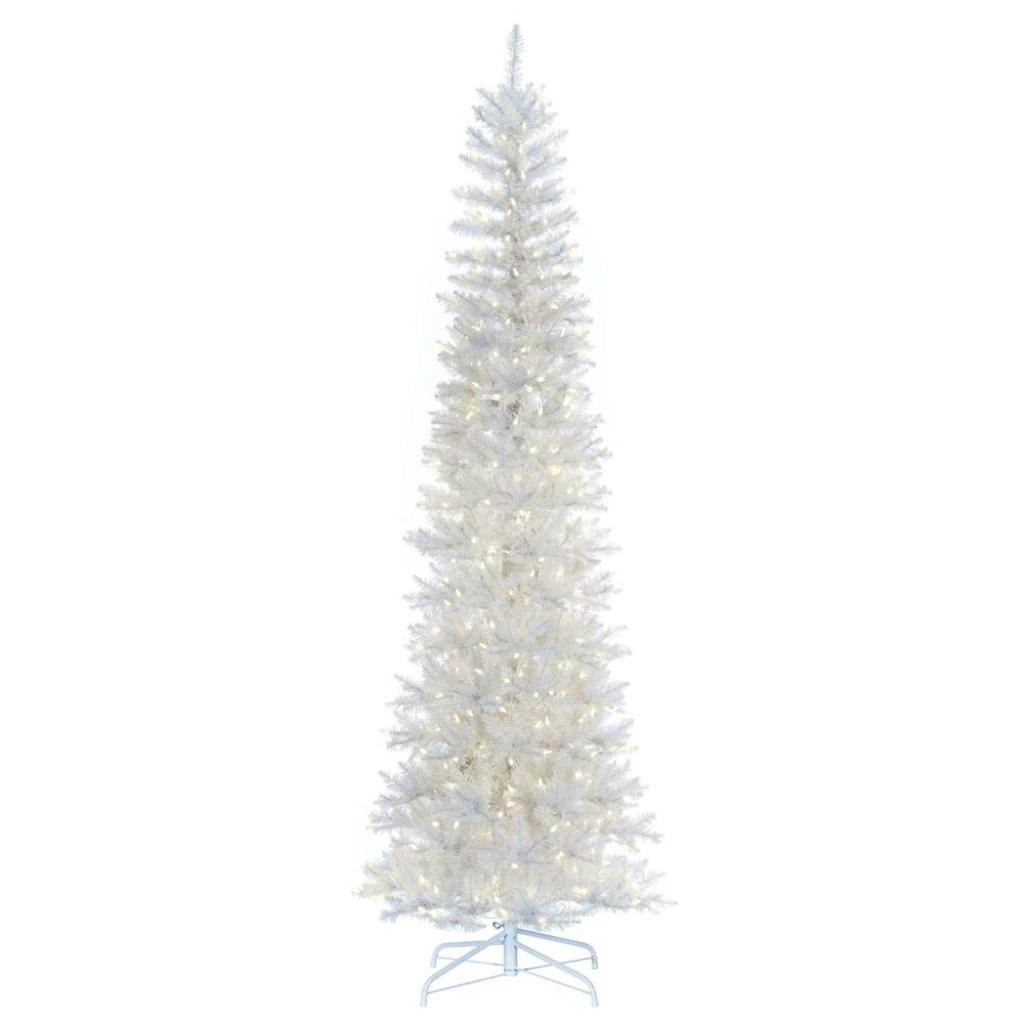 6.5' x 28" White Pencil 400 Light Warm White Artificial Christmas Tree 1