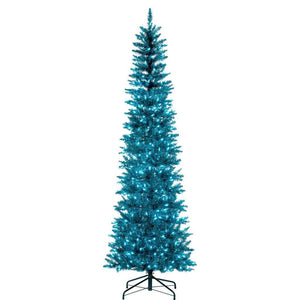 8.5' x 38" Aqua Pencil DuraLit 600 Aqua Lights Artificial Christmas Tree 1