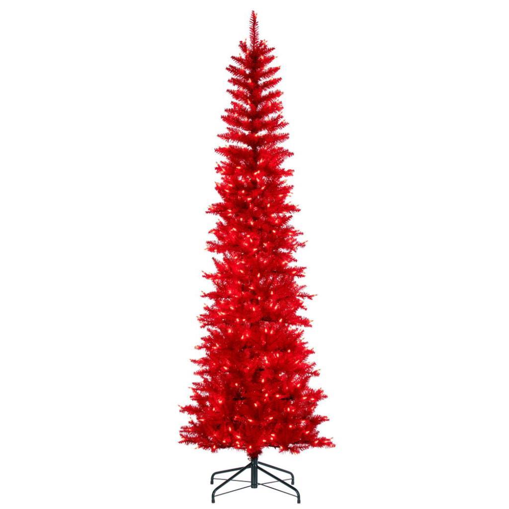9.5' x 42 Red Pencil DuraLit 700 Red Light Artificial Christmas Tree 1