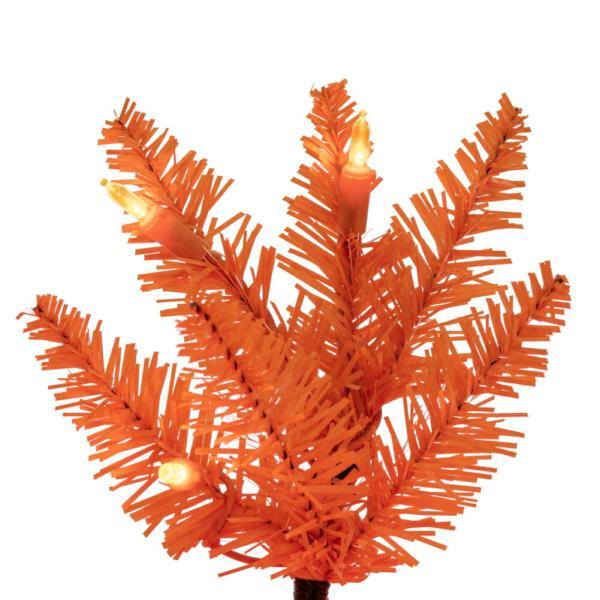 7.5' x 32" Orange Pencil 450 Orange Lights Artificial Christmas Tree 2