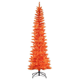 9.5' x 42 Orange Pencil DuraLit 700 Orange Light Artificial Christmas Tree 1