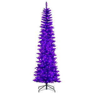 9.5' x 42 Purple Pencil DuraLit 700 Purple Light Artificial Christmas Tree 1