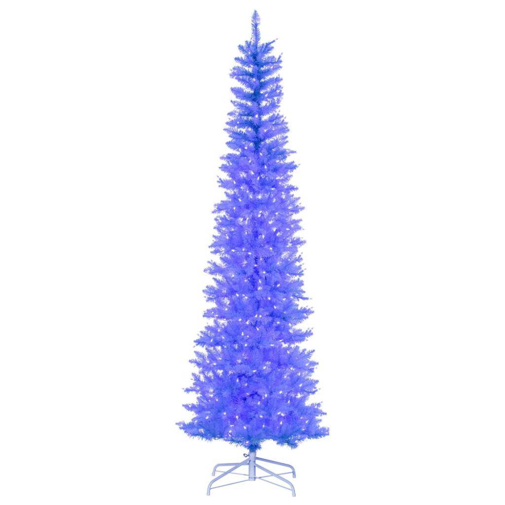 6.5' x 28" Sky Blue Pencil 400 Light Warm White Artificial Christmas Tree 1