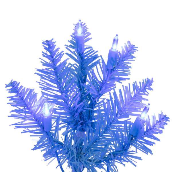 7.5' x 32" Sky Blue Pencil 450 Warm White Lights Artificial Christmas Tree 2