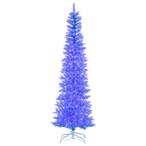 8.5' x 38" Sky Blue Pencil DuraLit 600 Blue Lights Artificial Christmas Tree 1