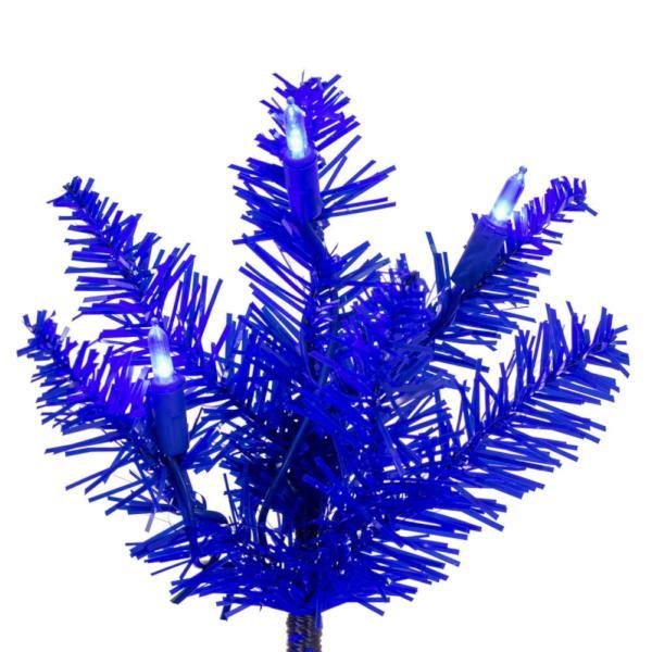 7.5' x 32" Blue Pencil 450 Warm White Lights Artificial Christmas Tree 2
