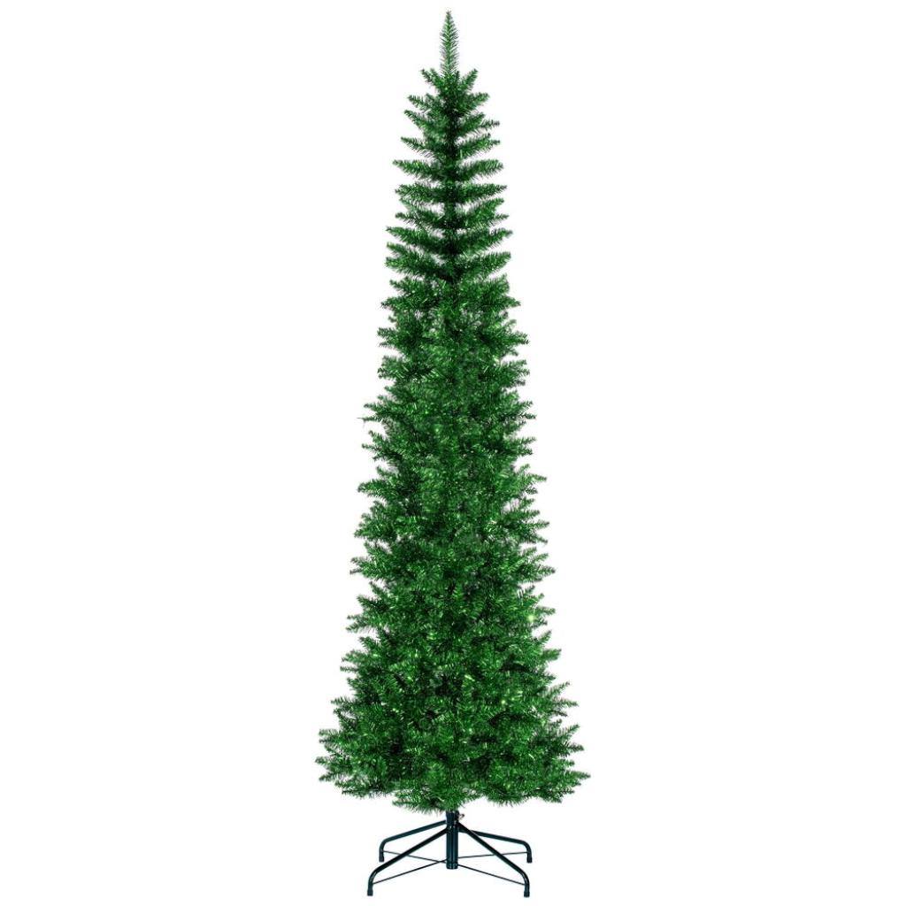 9.5' x 42" Green Tinsel Pencil Unlit Artificial Christmas Tree 1