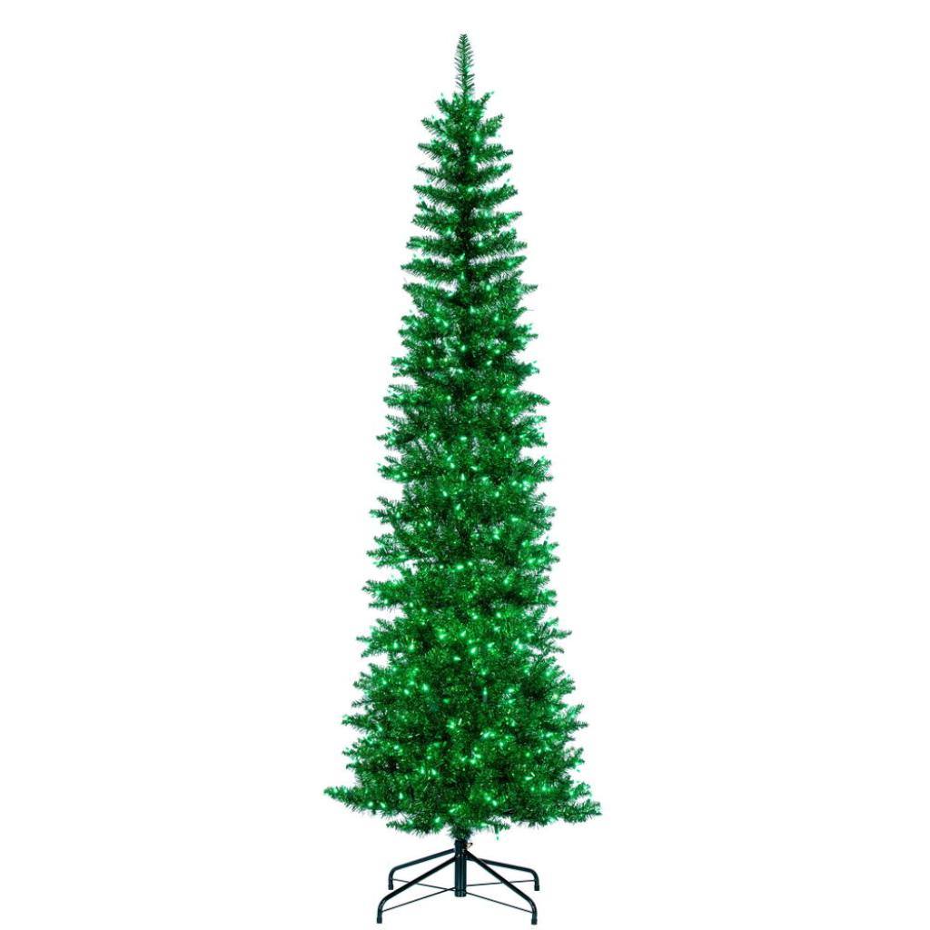 9.5' x 42 Green Pencil DuraLit 700 Green Light Artificial Christmas Tree 1