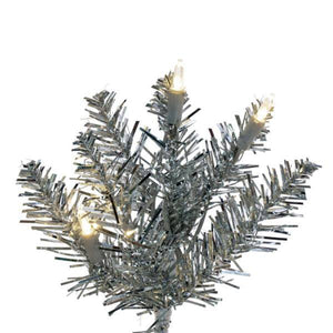 7.5' x 32" Silver Pencil 450 Warm White Lights Artificial Christmas Tree 2