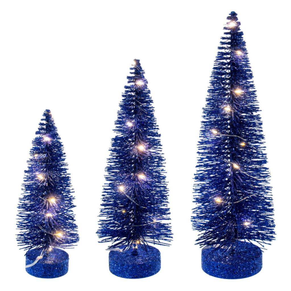 8/10/12" Blue Bottle Brush Clear Lights Artificial Christmas Tree 1