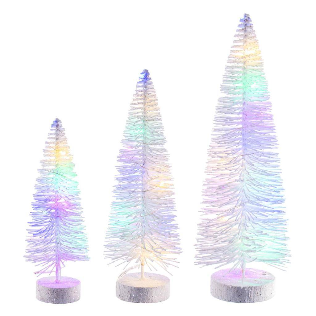 8/10/12" White Bottle Brush Multi-Color Lights Artificial Christmas Tree 1