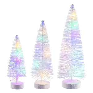 8/10/12" White Bottle Brush Multi-Color Lights Artificial Christmas Tree 1
