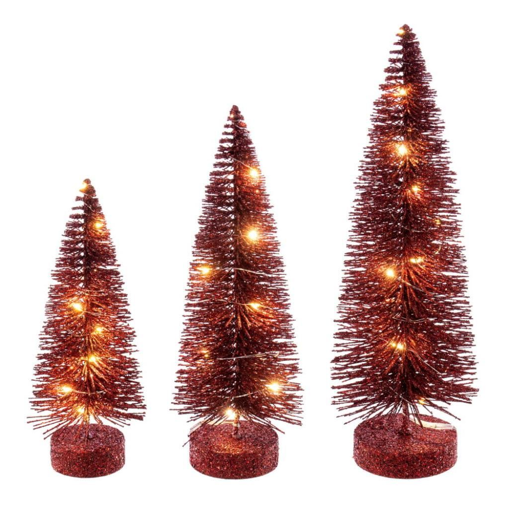 8/10/12" Burgundy Brush Clear Lights Artificial Christmas Tree 1