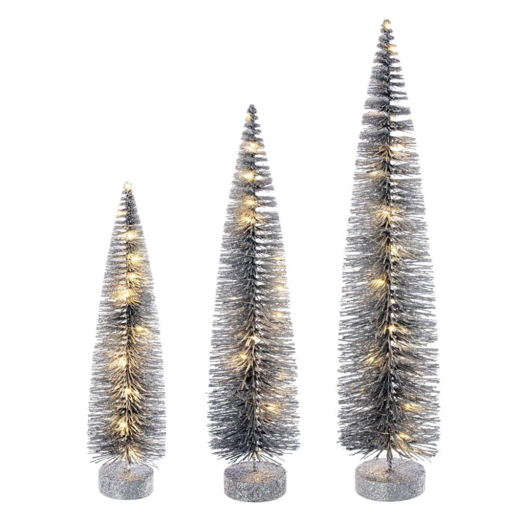 16/20/24" Silver Bottle Brush Clear Lights Artificial Christmas Tree 1