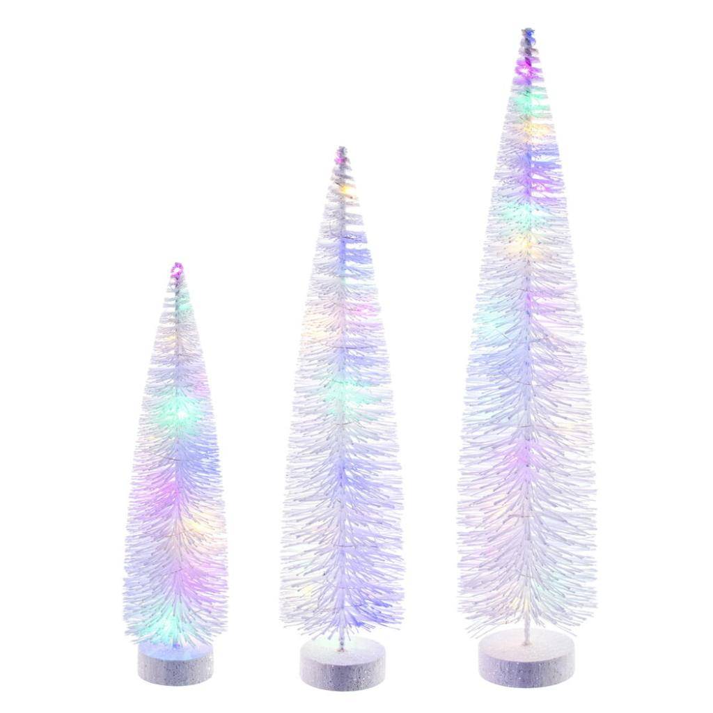 16/20/24" White Bottle Brush Multi-Color Lights Artificial Christmas Tree 1