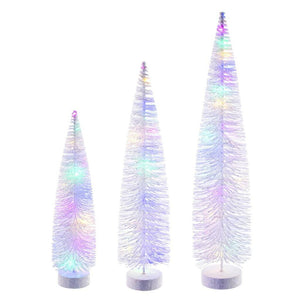 16/20/24" White Bottle Brush Multi-Color Lights Artificial Christmas Tree 1