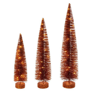 16/20/24" Orange Bottle Brush Clear Lights Artificial Christmas Tree 1