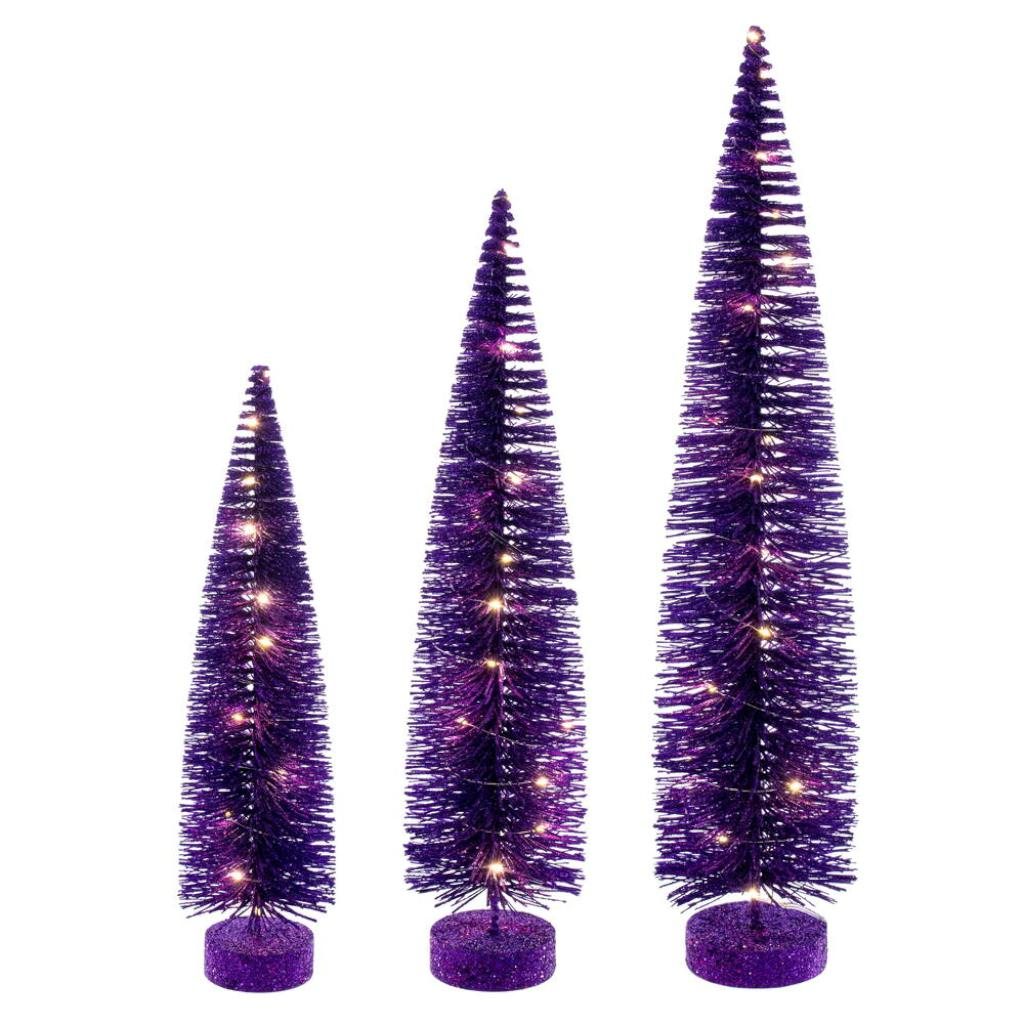 16/20/24" Purple Bottle Brush Clear Lights Artificial Christmas Tree 1