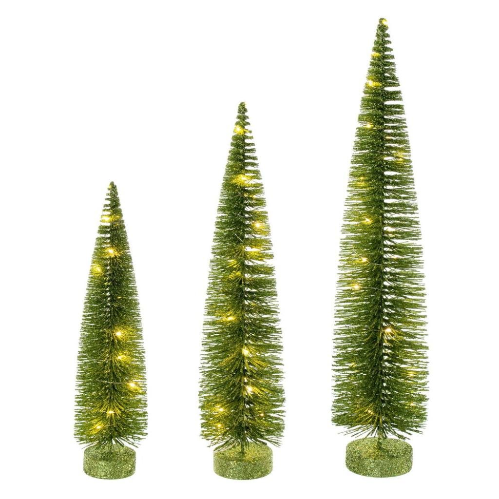 16/20/24" Lime Bottle Brush Clear Lights Artificial Christmas Tree 1