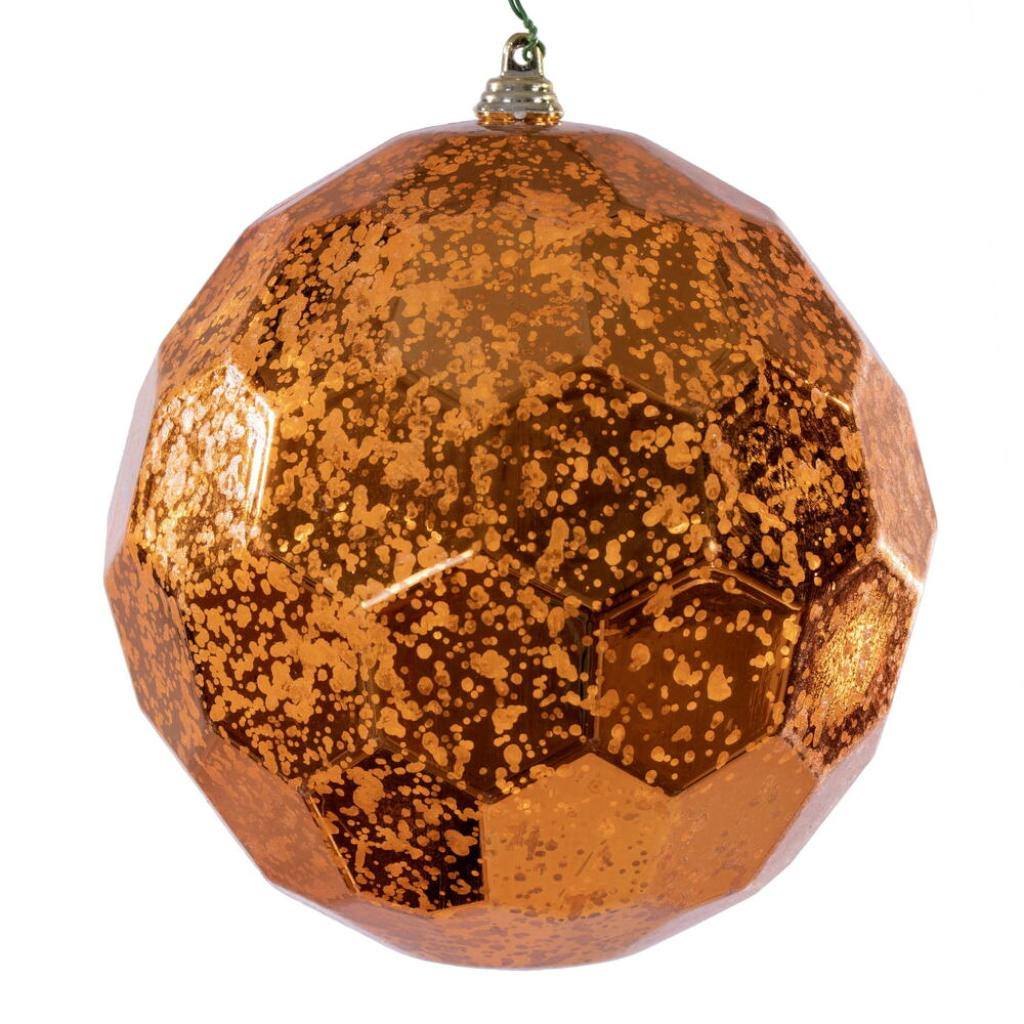 6" Burnish Orange Honeycomb Mercury Christmas Ornament (2 Pack) 1