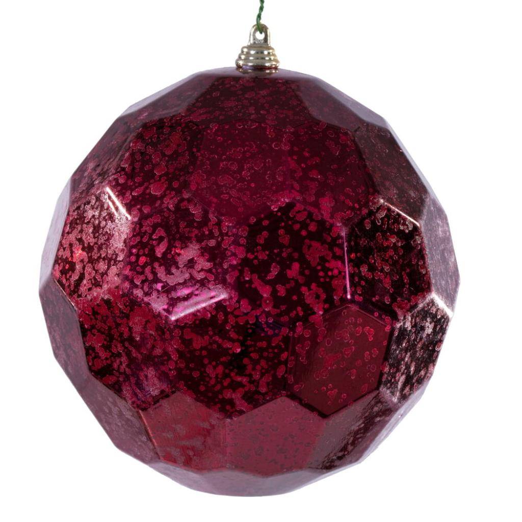 6" Burgundy Honeycomb Mercury Christmas Ornament (2 Pack) 1