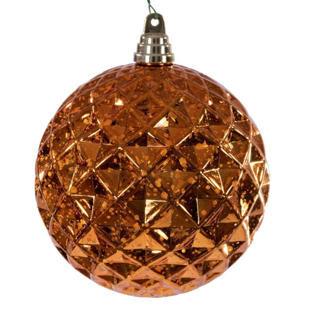6" Burnish Orange Diamond Mercury Christmas Ornament (2 Pack) 1