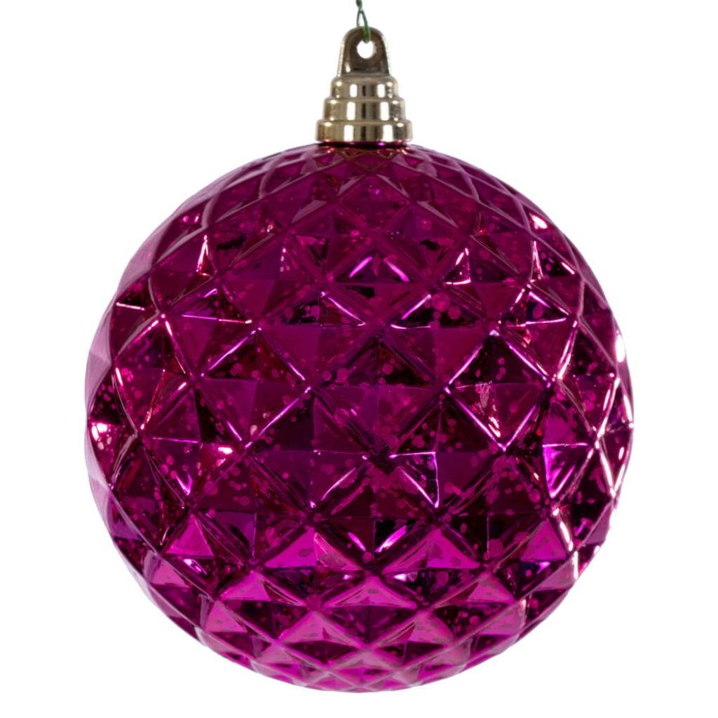 6" Fuchsia Diamond Mercury Christmas Ornament (2 Pack) 1