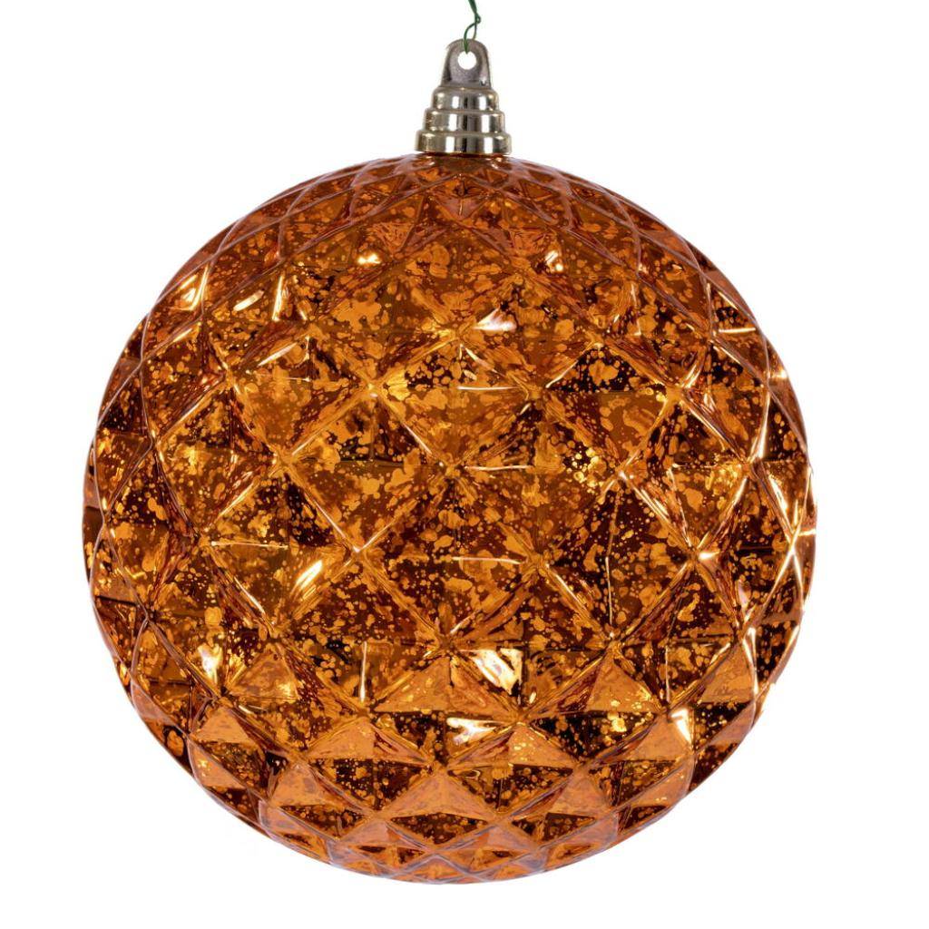 8" Burnish Orange Diamond Mercury Christmas Ornament 1