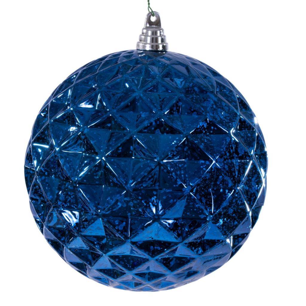8" Midnight Blue Diamond Mercury Christmas Ornament 1