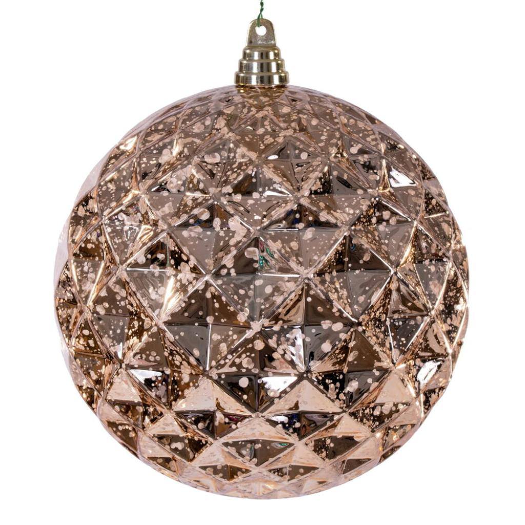 8" Rose Gold Diamond Mercury Christmas Ornament 1