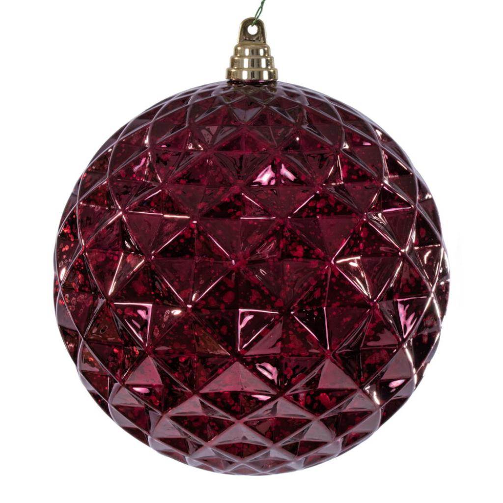 8" Burgundy Diamond Mercury Christmas Ornament 1