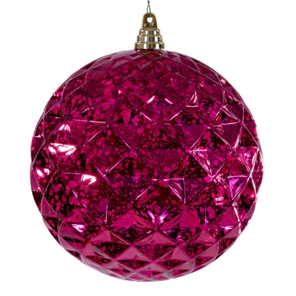 8" Fuchsia Diamond Mercury Christmas Ornament 1