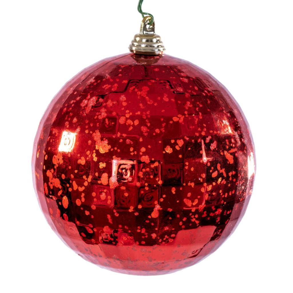 4" Red mirror Mercury Christmas Ornament (6 Pack) 1