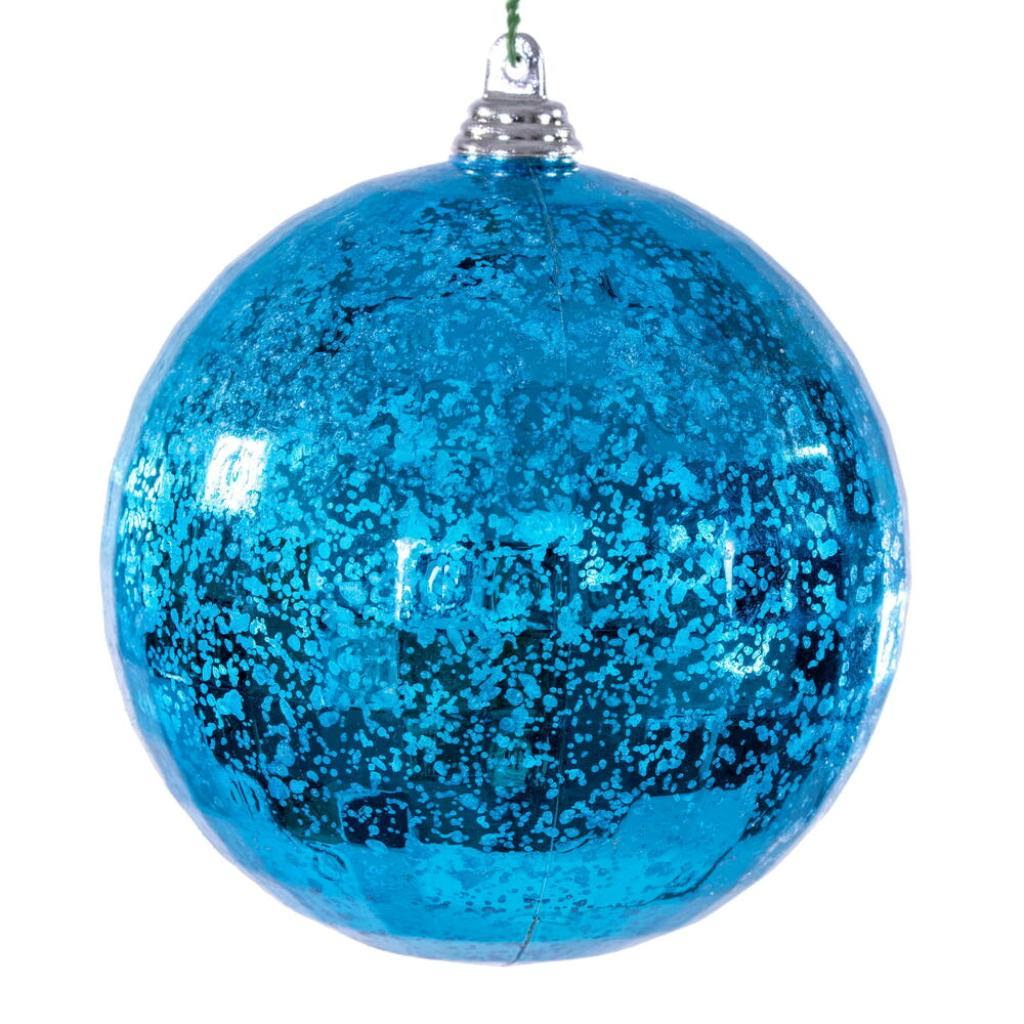 4" Turquoise Mirror Mercury Christmas Ornament (6 Pack) 1